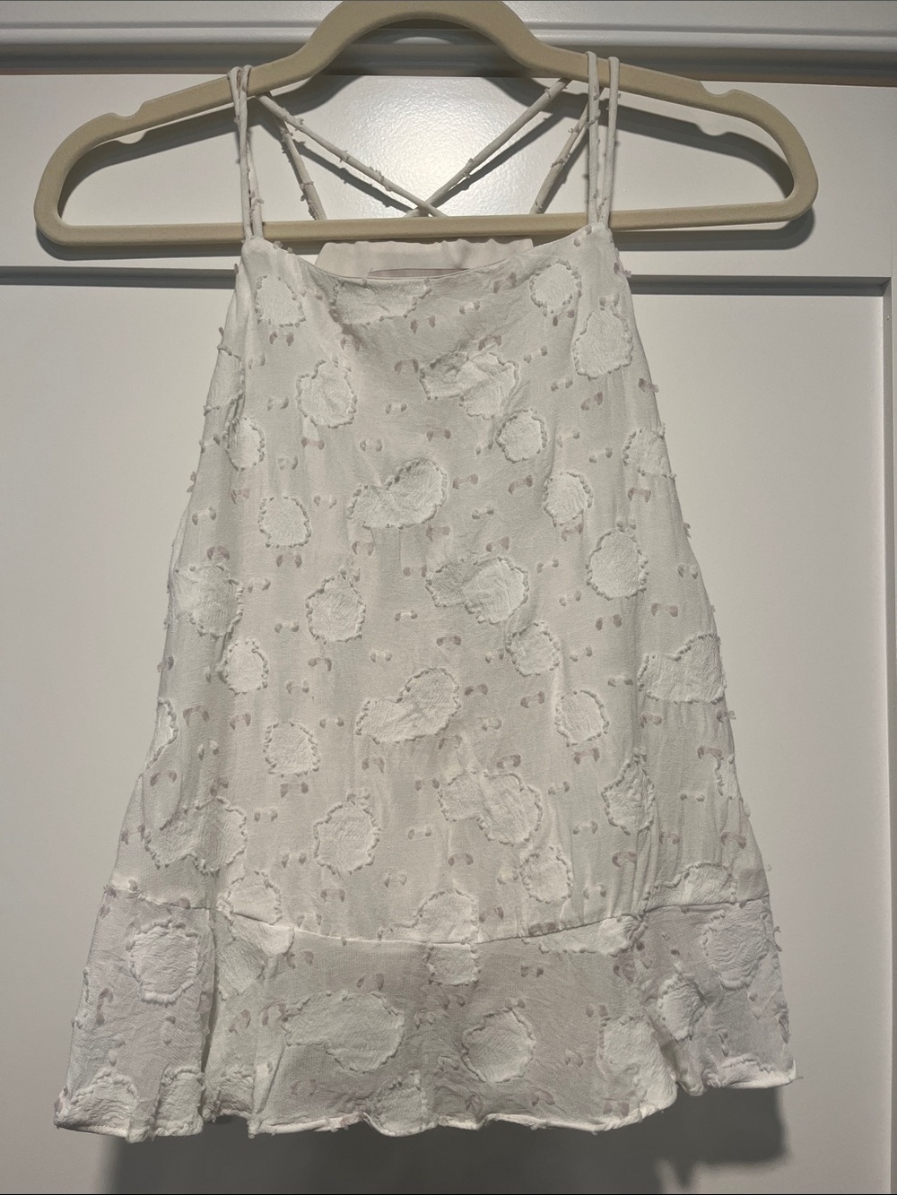 LOFT White Textured Dot Spaghetti-Strap Camisole